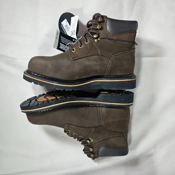 Laredo Brown Ruf Rider Steel Toe Lace Up Boots Men's Size 8.5 66344